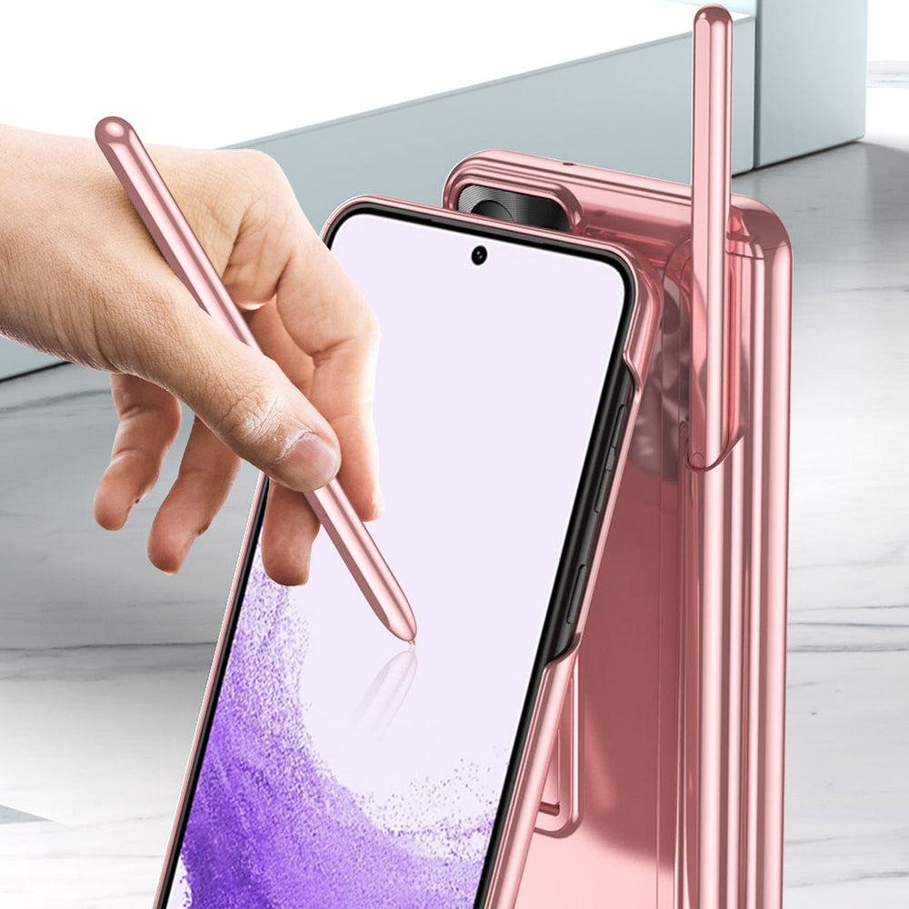 For Samsung Galaxy S23 Electroplating Phone Case Kickstand Hard PC Back Cover with Pen Slot and Stylus Pen For Samsung Galaxy S23 Electroplating Phone Case Kickstand Hard PC Back Cover with Pen Slot and Stylus Pen